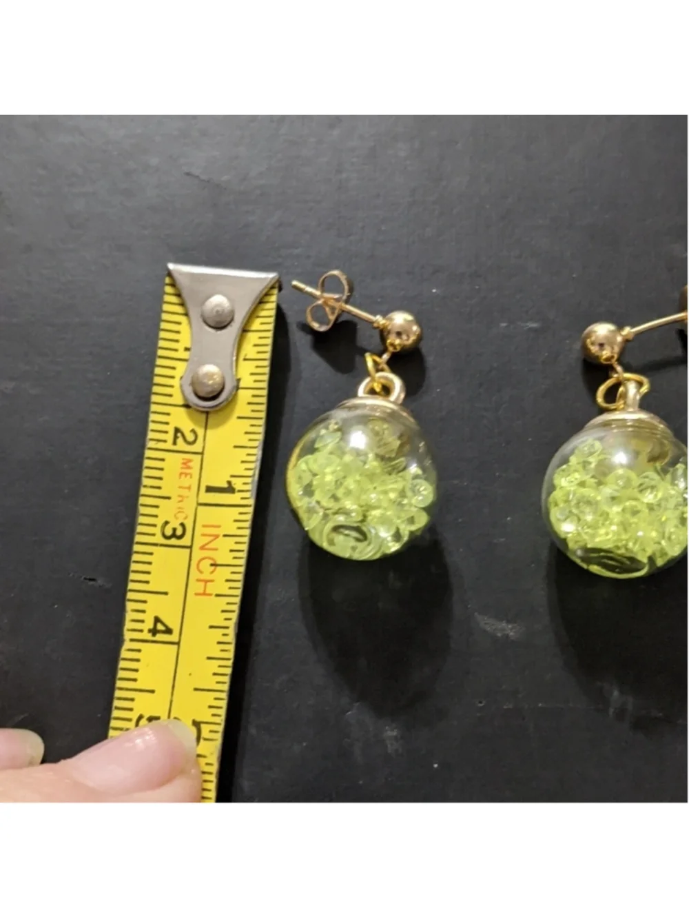 Gold Tone Yellow Crystal Filled Balls Dangle Drop Statement Earrings